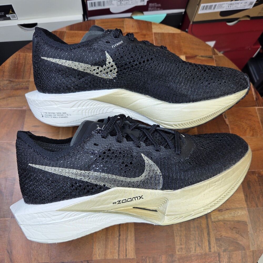 Nike ZoomX VaporFly Next% 3 Running Shoes Black Metallic Gold Mens 7 DV4129-001